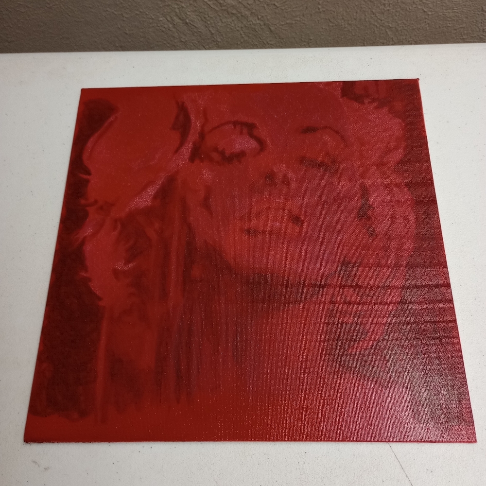 12"x12" Red Pastel Marilyn Monroe Painting